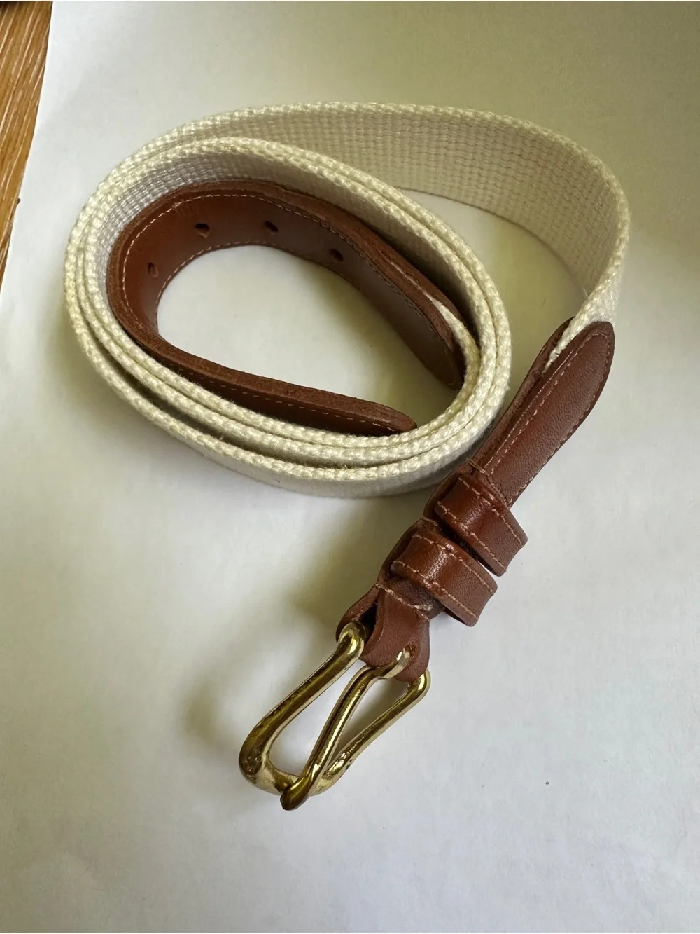 vintage Coach natural linen and leather belt (Style 3815) Sz M 40”